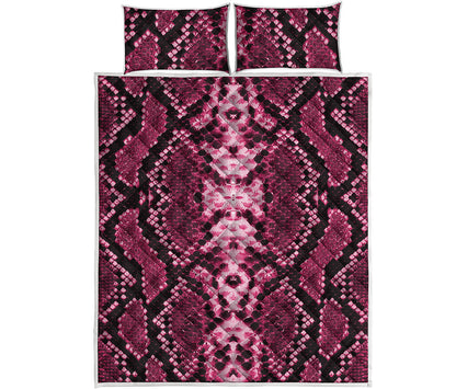 Pink Python Snakeskin Print Quilt Bed Set