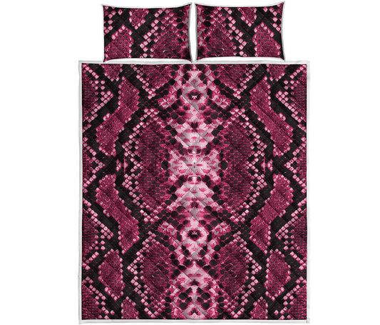 Pink Python Snakeskin Print Quilt Bed Set