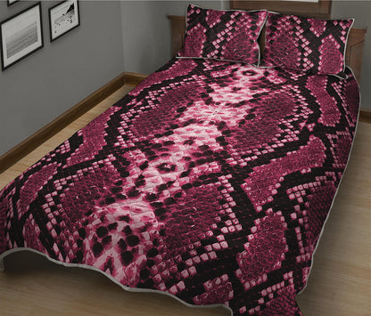 Pink Python Snakeskin Print Quilt Bed Set