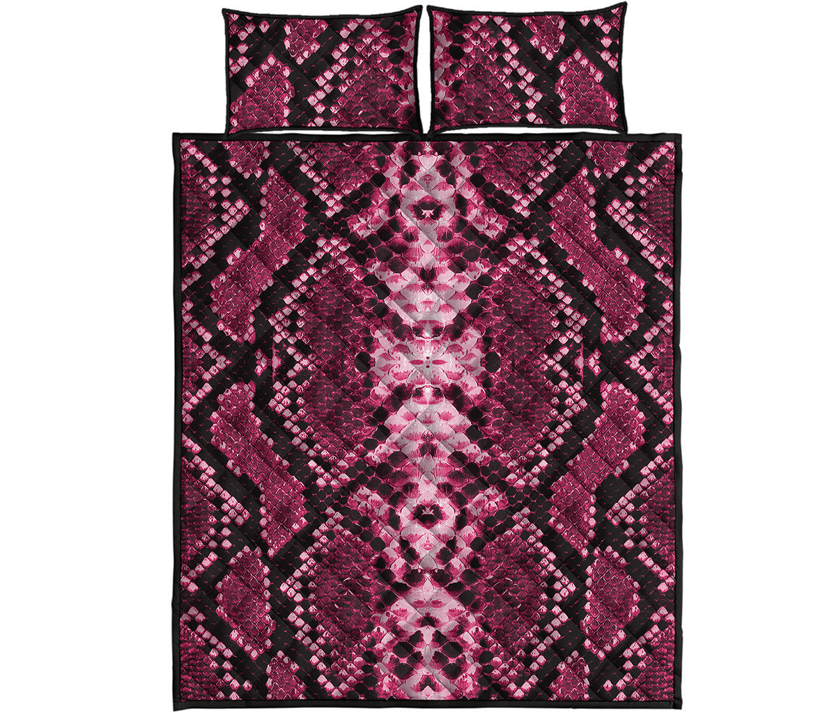 Pink Python Snakeskin Print Quilt Bed Set
