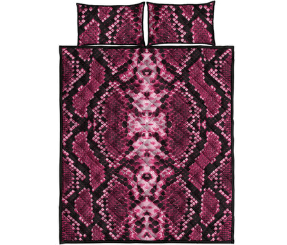 Pink Python Snakeskin Print Quilt Bed Set