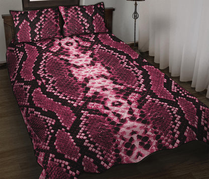 Pink Python Snakeskin Print Quilt Bed Set