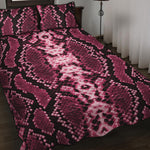 Pink Python Snakeskin Print Quilt Bed Set
