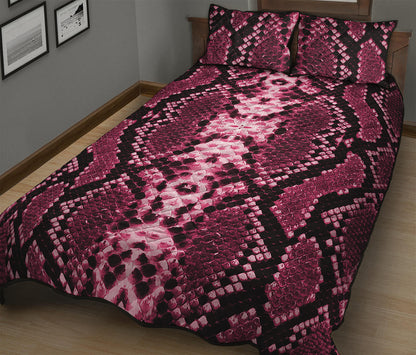 Pink Python Snakeskin Print Quilt Bed Set