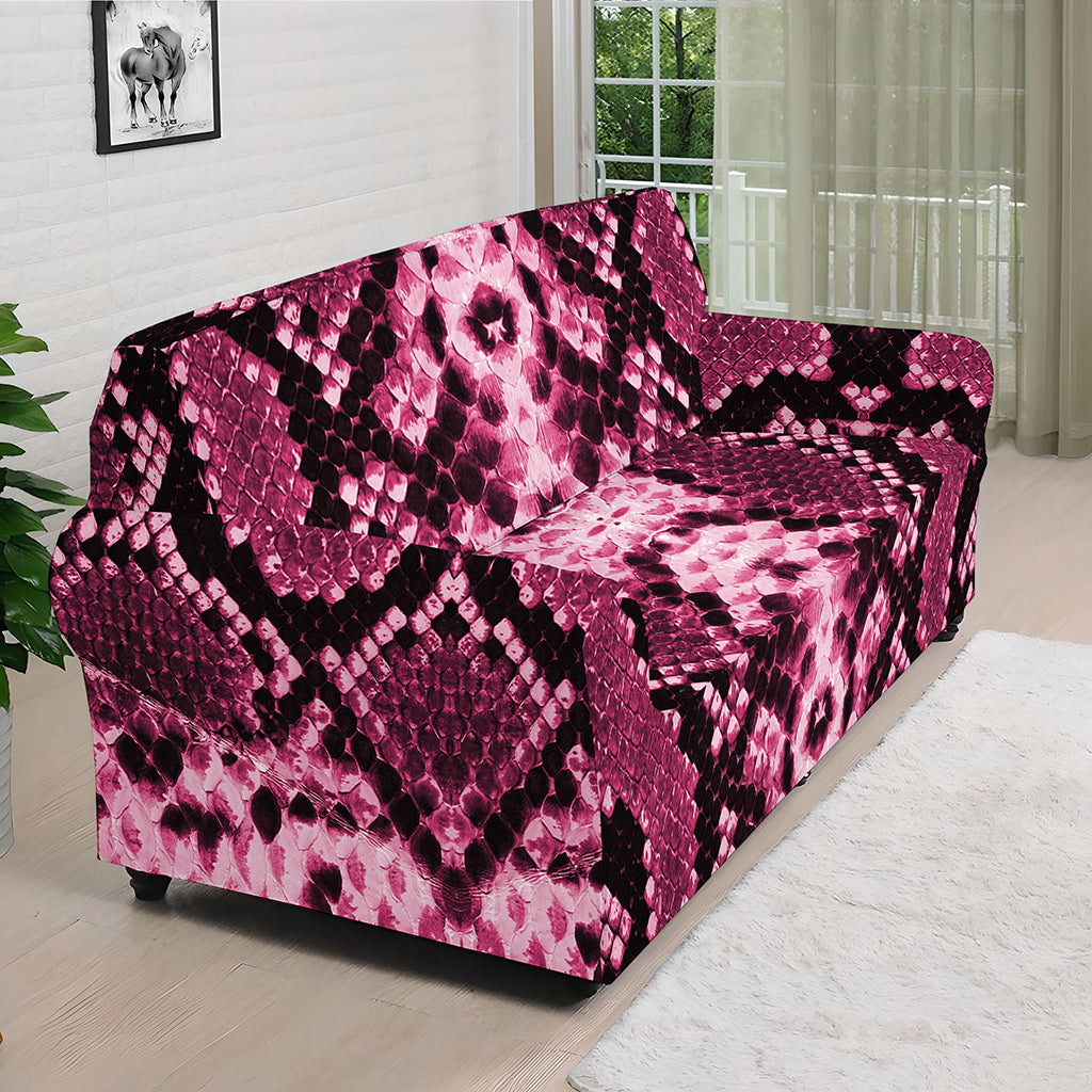 Pink Python Snakeskin Print Sofa Cover