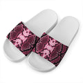 Pink Python Snakeskin Print White Slide Sandals
