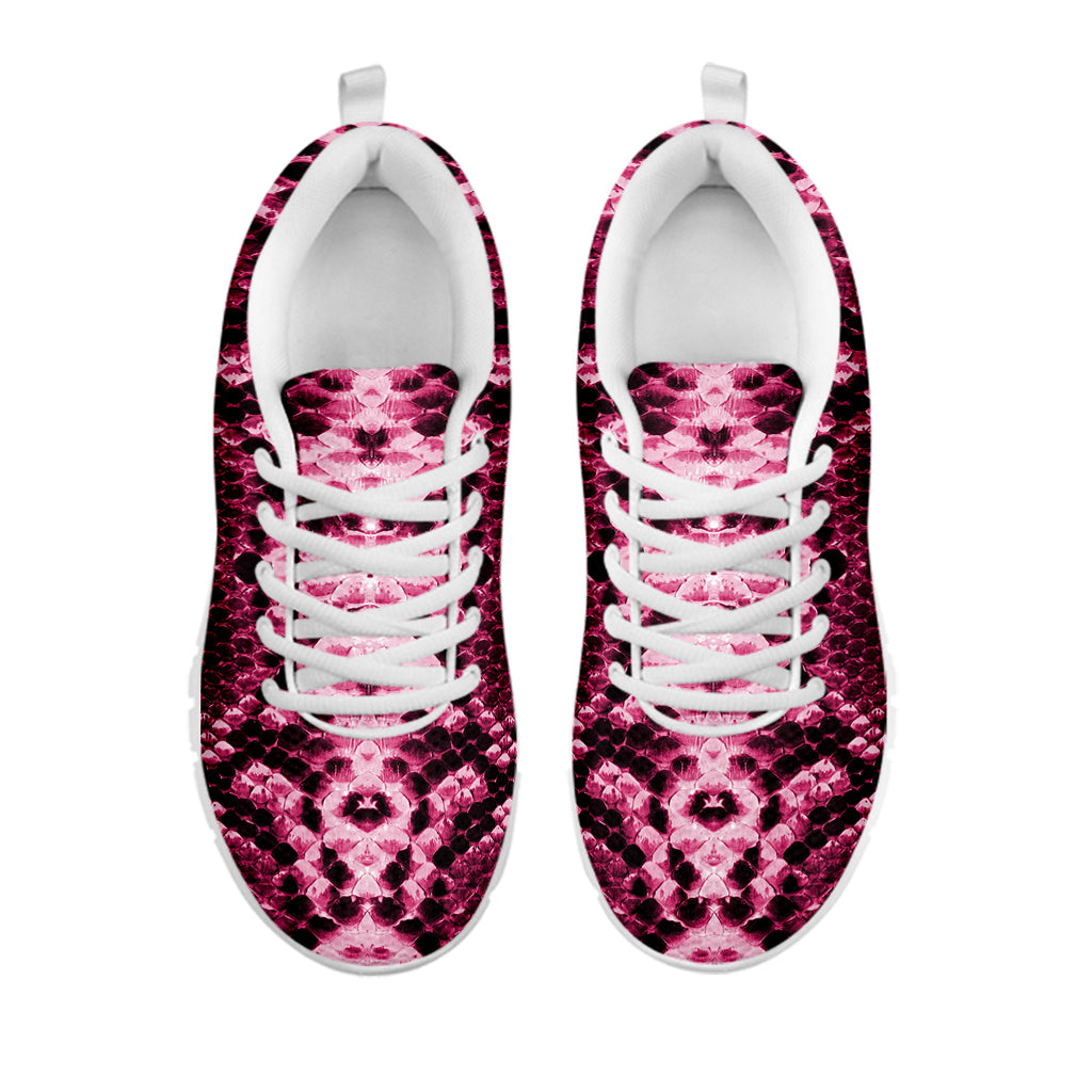 Pink Python Snakeskin Print White Sneakers