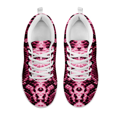 Pink Python Snakeskin Print White Sneakers