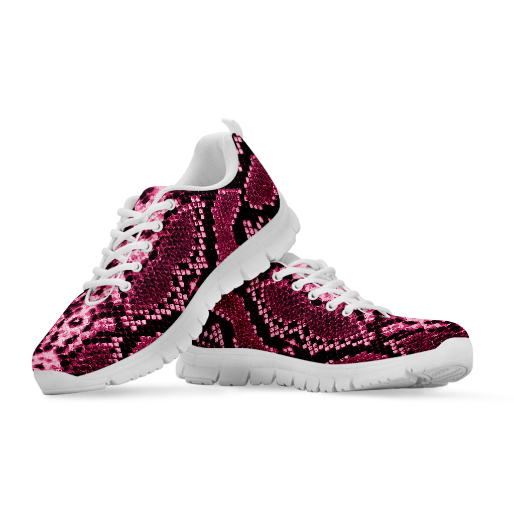 Pink Python Snakeskin Print White Sneakers