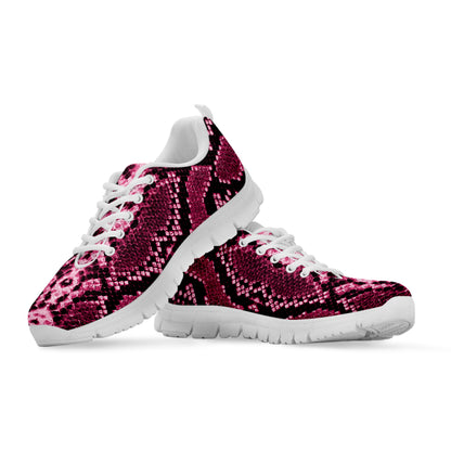 Pink Python Snakeskin Print White Sneakers