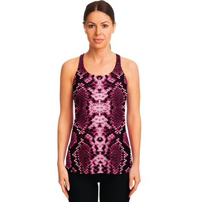 Pink Python Snakeskin Print Women's Racerback Tank Top