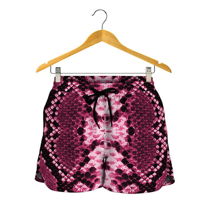 Pink Python Snakeskin Print Women's Shorts