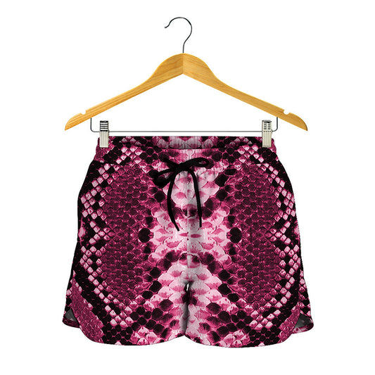 Pink Python Snakeskin Print Women's Shorts