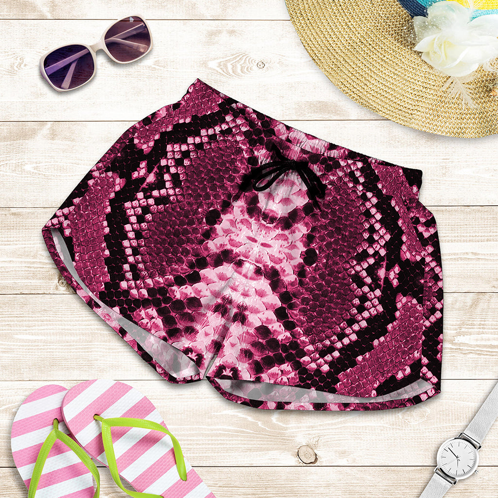 Pink Python Snakeskin Print Women's Shorts