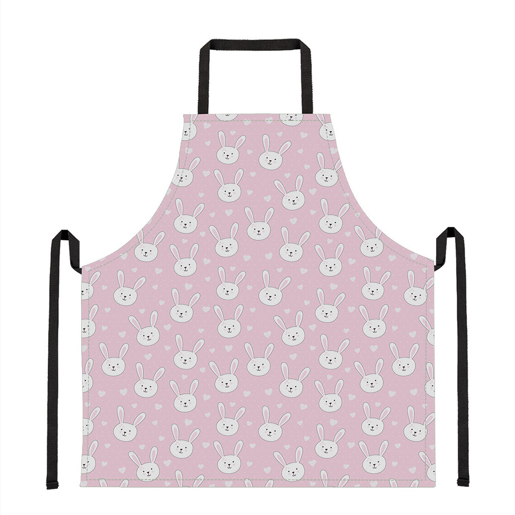 Pink Rabbit Pattern Print Apron