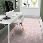 Pink Rabbit Pattern Print Area Rug