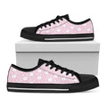 Pink Rabbit Pattern Print Black Low Top Sneakers