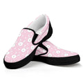 Pink Rabbit Pattern Print Black Slip On Sneakers