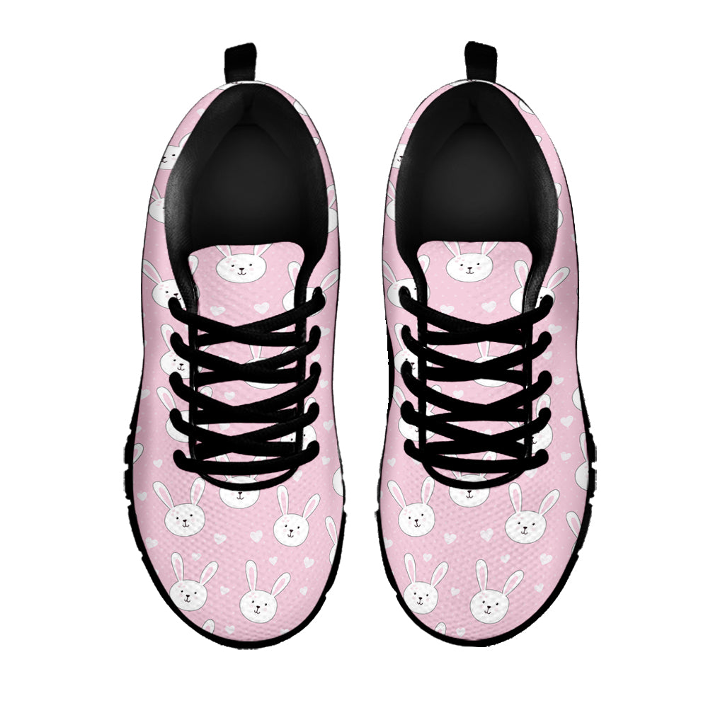 Pink Rabbit Pattern Print Black Sneakers