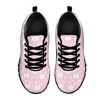 Pink Rabbit Pattern Print Black Sneakers