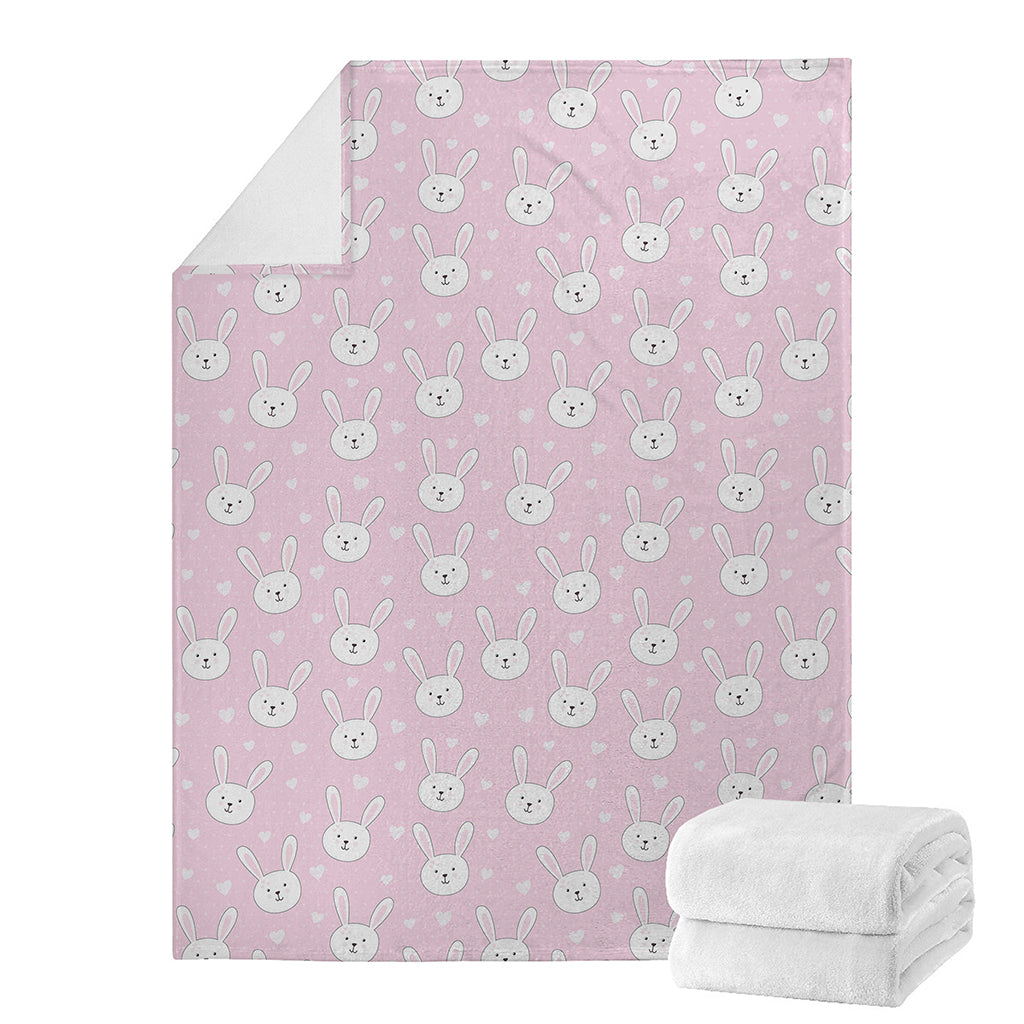 Pink Rabbit Pattern Print Blanket