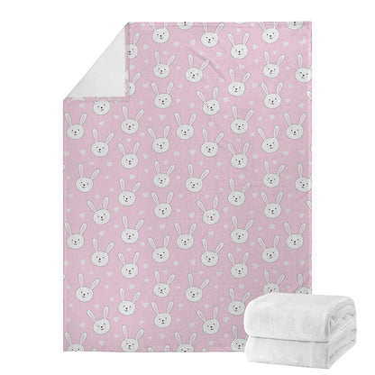 Pink Rabbit Pattern Print Blanket