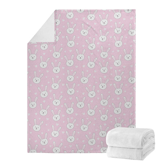 Pink Rabbit Pattern Print Blanket