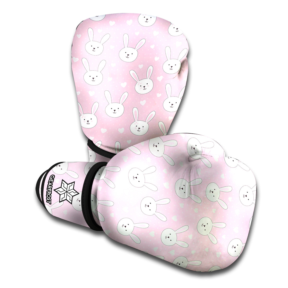 Pink Rabbit Pattern Print Boxing Gloves