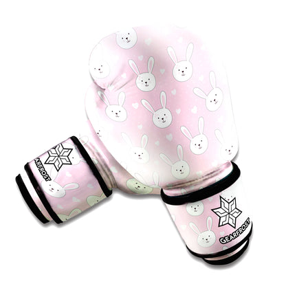 Pink Rabbit Pattern Print Boxing Gloves