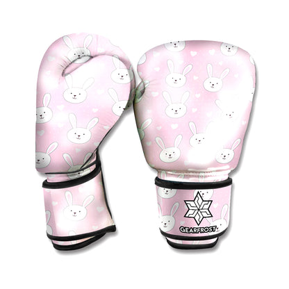 Pink Rabbit Pattern Print Boxing Gloves