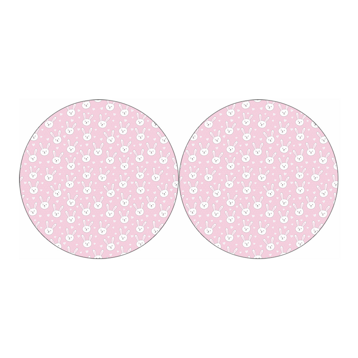 Pink Rabbit Pattern Print Car Coasters
