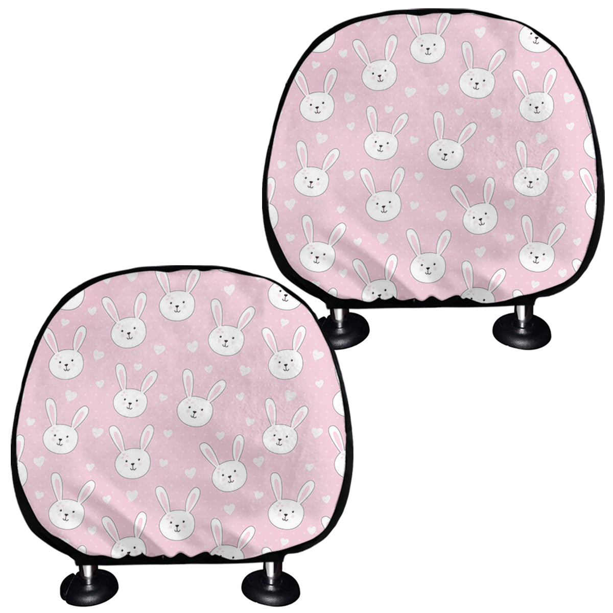 Pink Rabbit Pattern Print Car Headrest Covers