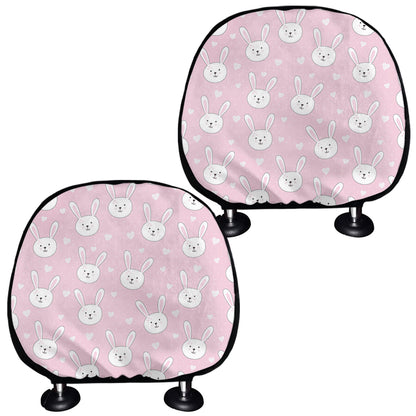 Pink Rabbit Pattern Print Car Headrest Covers
