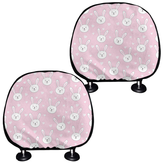 Pink Rabbit Pattern Print Car Headrest Covers