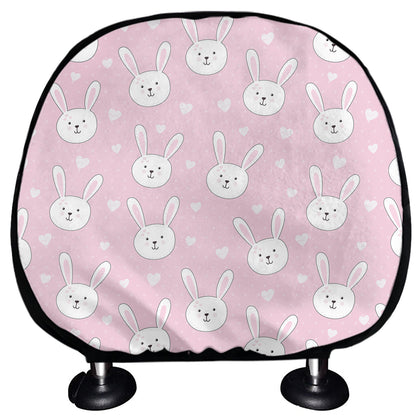 Pink Rabbit Pattern Print Car Headrest Covers