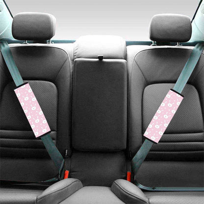 Pink Rabbit Pattern Print Car Seat Belt Covers
