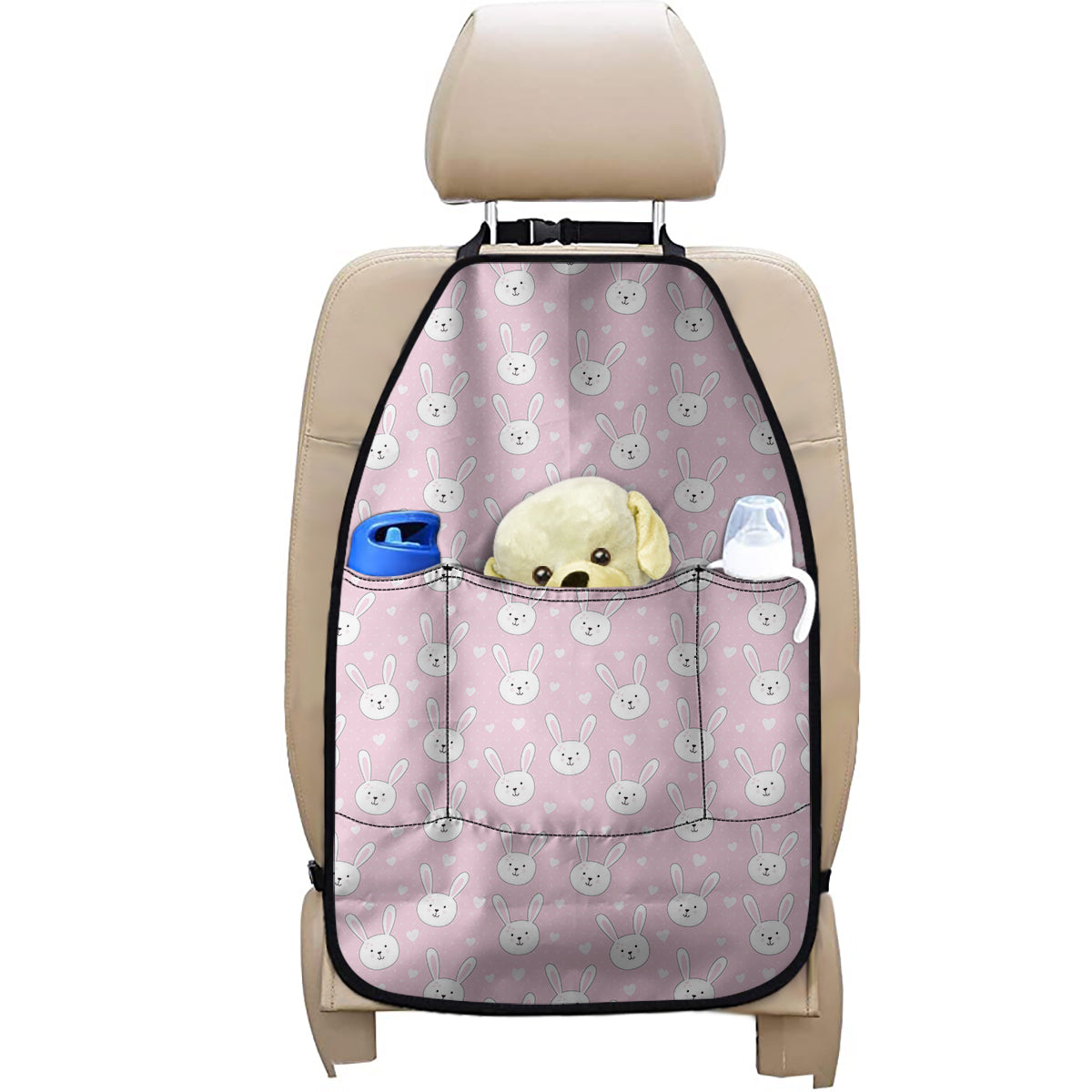 Pink Rabbit Pattern Print Car Seat Organizers