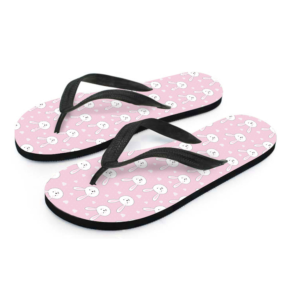 Pink Rabbit Pattern Print Flip Flops