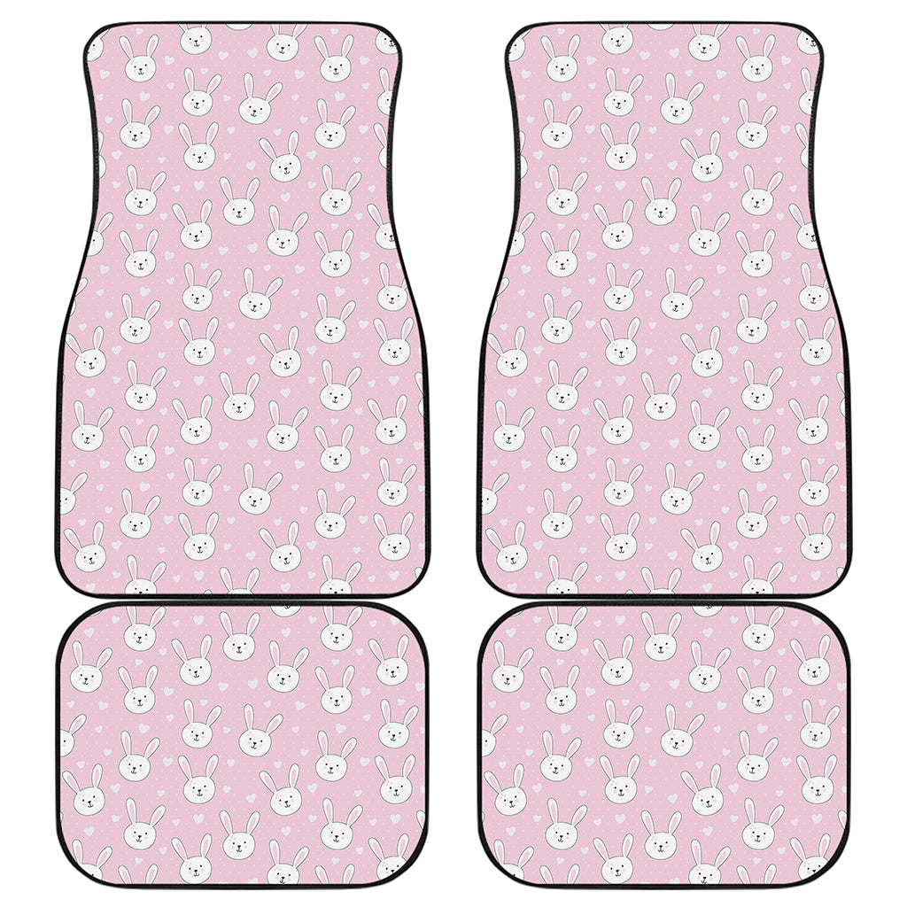 Pink Rabbit Pattern Print Front and Back Car Floor Mats