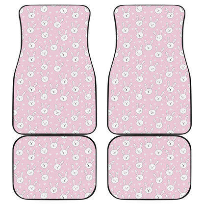 Pink Rabbit Pattern Print Front and Back Car Floor Mats