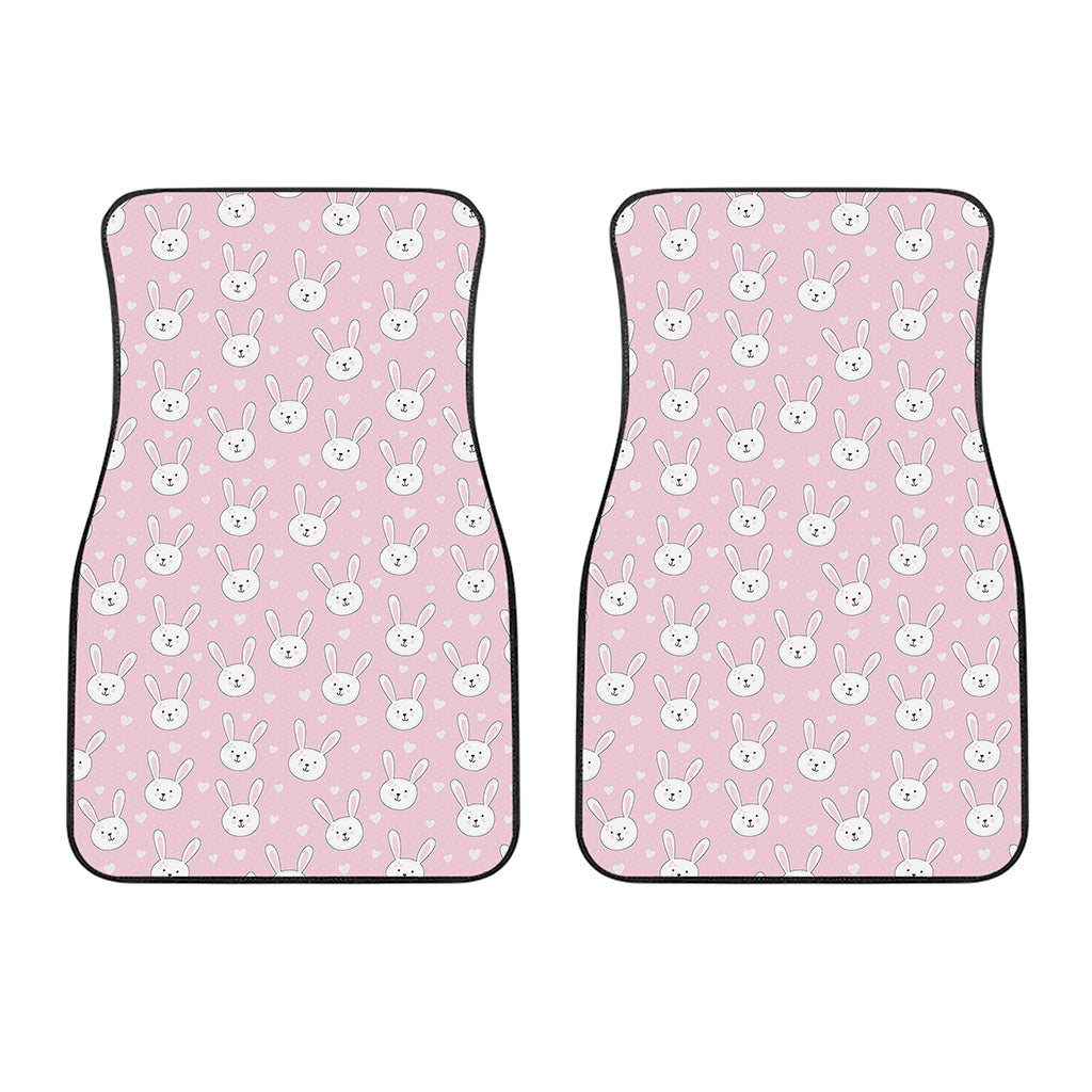 Pink Rabbit Pattern Print Front Car Floor Mats