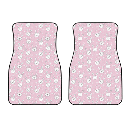 Pink Rabbit Pattern Print Front Car Floor Mats
