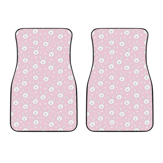 Pink Rabbit Pattern Print Front Car Floor Mats