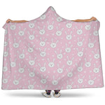 Pink Rabbit Pattern Print Hooded Blanket