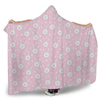 Pink Rabbit Pattern Print Hooded Blanket