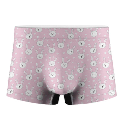 Pink Rabbit Pattern Print Men's Boxer Briefs