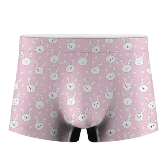 Pink Rabbit Pattern Print Men's Boxer Briefs