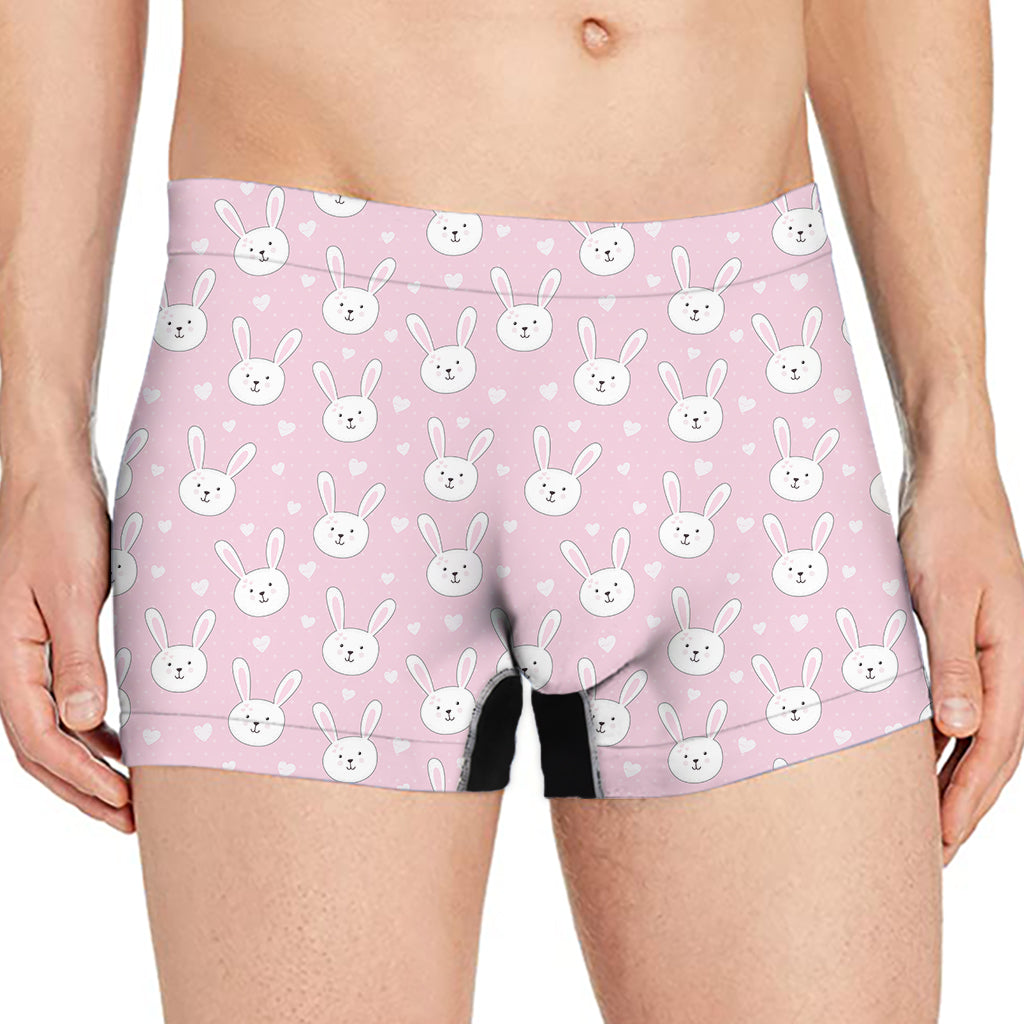 Pink Rabbit Pattern Print Men's Boxer Briefs