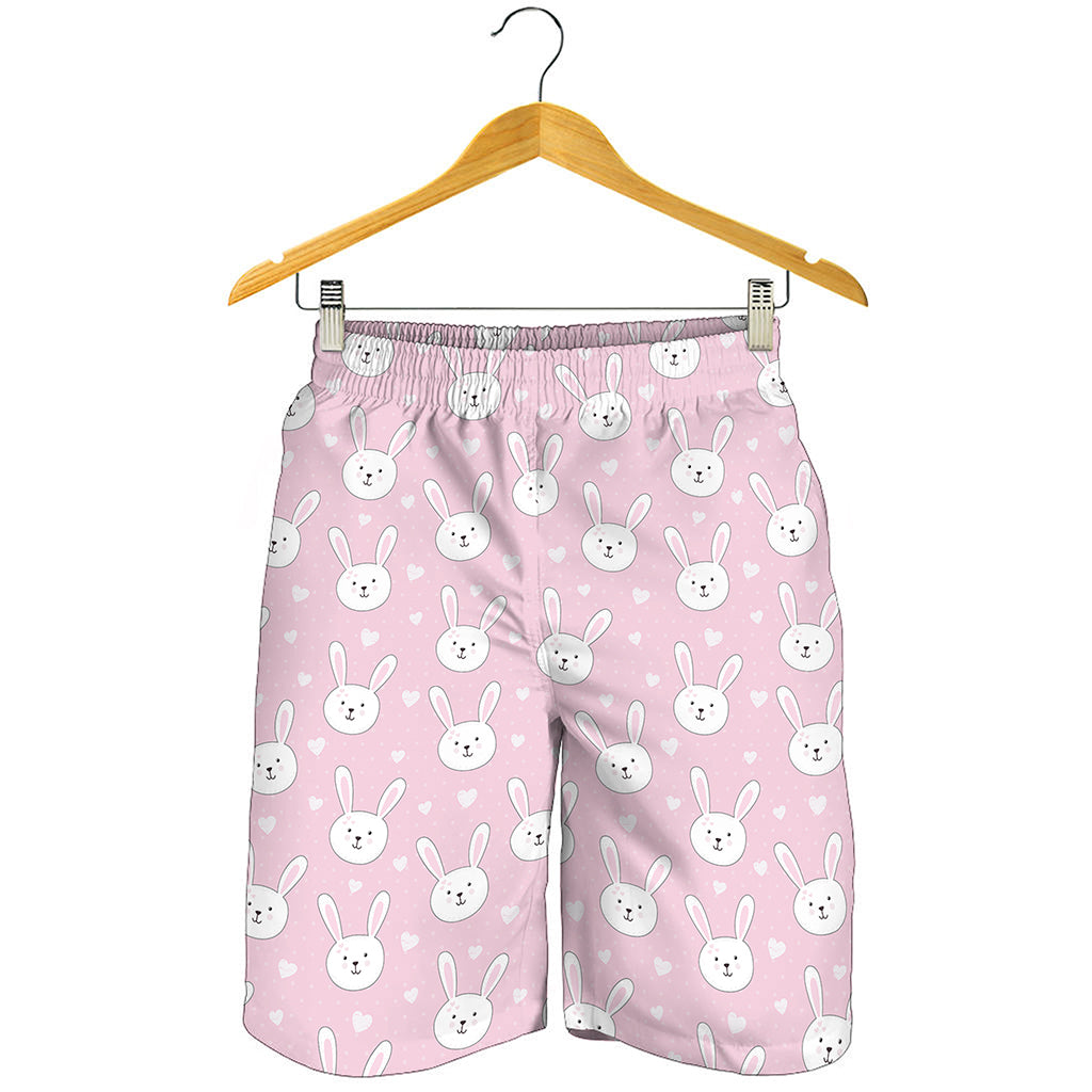Pink Rabbit Pattern Print Men's Shorts