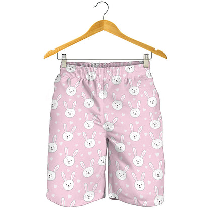 Pink Rabbit Pattern Print Men's Shorts